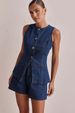 Women's Clothing Fashion Sleeveless Waist High Waist Loose Denim Shorts Set_ecoleips.com