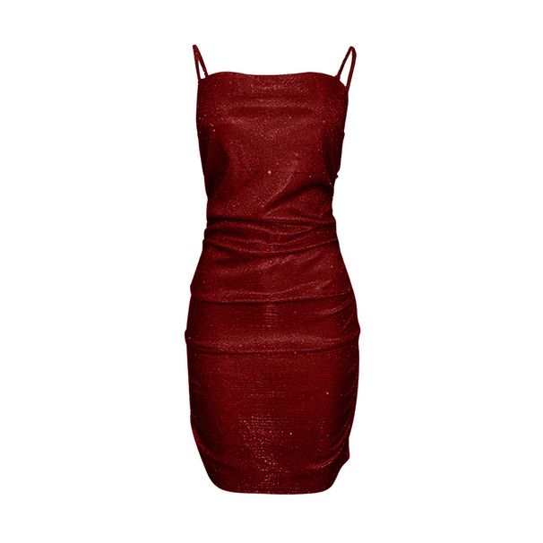 Verve 2025 Sexy Nightclub Party With Rhinestones, Pleated Bodycon Strap Dress For Women_ecoleips.com