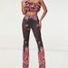 Women's Fashion Super Design Sense Unique Print Tube Top Tight See-through Lace Flared Pants_ecoleips.com