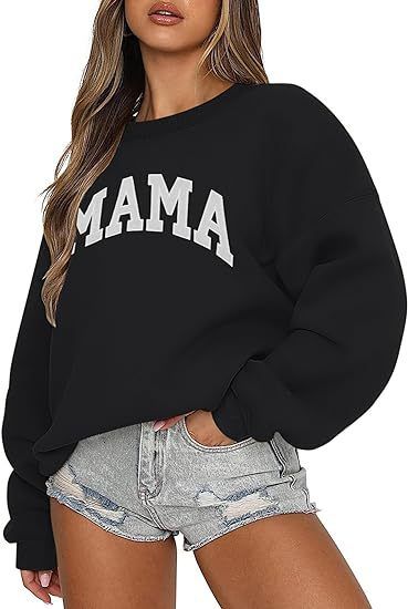 Women's Clothing Large Size Sweatshirt Round Neck Letter Loose Top Female Color Pattern_ecoleips.com