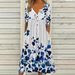 2026 New European & American Women's Spring Trendy Printed V-Neck Button Short-Sleeve Maxi Dress_ecoleips.com