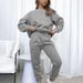 Women's Fashion Casual Long Sleeved Sweater Set Solid Color Round Neck Pullover Top With Trousers Spring Autumn Solid Color_ecoleips.com