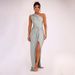 Sexy Women One Shoulder Sleeveless Dress Elegant High Split Design Slimming Bodycon Long Maxi Dress_ecoleips.com
