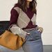 Diyun European And American Casual Vacation Fashion Color Block Long Sleeve Knitted Sweater Women's Clothing 2025 Autumn_ecoleips.com