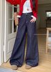 Dark Blue American-style Wide-leg Jeans For Women, New Autumn And Winter High-waisted Slimming Loose-fitting Drapey_ecoleips.com