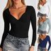 DiYun European And American 2024 Fall/Winter Y2K Women's V-Neck Slim Fit Long Sleeve Top_ecoleips.com