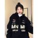 Street Style Loose Couple Outfit Cardigan Hooded Sweatshirt For Women Hip Hop National Trend Brand High-end Design_ecoleips.com