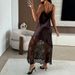 Women's Clothing V-Neck Lace Patchwork Long Dress – Elegant Summer Maxi Dress In Camel/Black (S/M/L/XL)_ecoleips.com