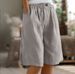Women's Cotton Linen Shorts Summer New Style High Waisted Five Point Loose Fit Mid Length Pants_ecoleips.com