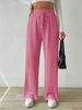 Suitable For All Seasons 2024 New Style Knotted Textured Knit Wide-Leg Pants Elastic High Waist Solid Color Casual Loose Straight-Leg Women's_ecoleips.com