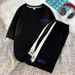Women's Clothing Waffle Short Sleeved Shorts Two Piece Set Letter Print Loose Casual Wear_ecoleips.com