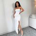 "Elegant Strapless Slit Dress For Women - Solid Color Bodycon Dress With Fitted Waist, Perfect For Evening Parties & Special Occasions"_ecoleips.com