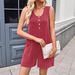 Women's Sleeveless Striped Jumpsuit - Summer Casual Contrast Color Vest Romper For Women, Lightweight & Comfortable, Plus Size Available_ecoleips.com