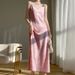 New Acetic Acid Satin Suspender Dress Women Wearing V-Neck Silk Print For A Slimming And Sexy Long Skirt_ecoleips.com