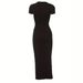 Women's Clothing Elegant Casual Long Dress Slim Fit Round Neck Short Sleeve Women's Spring Summer Clothing_ecoleips.com