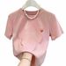 Pink Off-Shoulder Pure Cotton T-Shirt Short-Sleeved Unique Design Fashionable Versatile Thick Base Layer Summer Top Women's Clothing_ecoleips.com