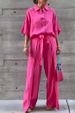 Women's Clothing Casual Cotton And Linen Solid Color Shirt Belt Wide Leg Irregular Pants Suit_ecoleips.com