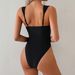 2025 European American Style One Piece Bikini Swimsuit Women Slimming Solid Color Regular Fit for Vacations Hot Springs_ecoleips.com