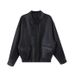 Aria Basics American Retro Jacket For Women, Spring And Autumn Black Sweet Cool Style Motorcycle PU Leather Loose Slim Fit Long_ecoleips.com
