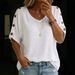 Women's Clothing Short Sleeve Button Down Shirt New Linen Cotton Loose Fit Casual Top For Women_ecoleips.com