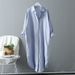 Korean Style Oversized Long-Sleeve Shirt For Women - Relaxed Fit, Solid Color, Polo Collar (White/Khaki/Light Blue, S-2XL)_ecoleips.com
