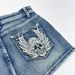 Women's Low Rise Denim Mini Shorts Rock Punk Y2K Style Pocket Skull Embroidery Beadwork Fashionable Casual Shorts_ecoleips.com
