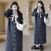 Autumn New Korean Fashion Bow Long Loose Maternity Dress_ecoleips.com