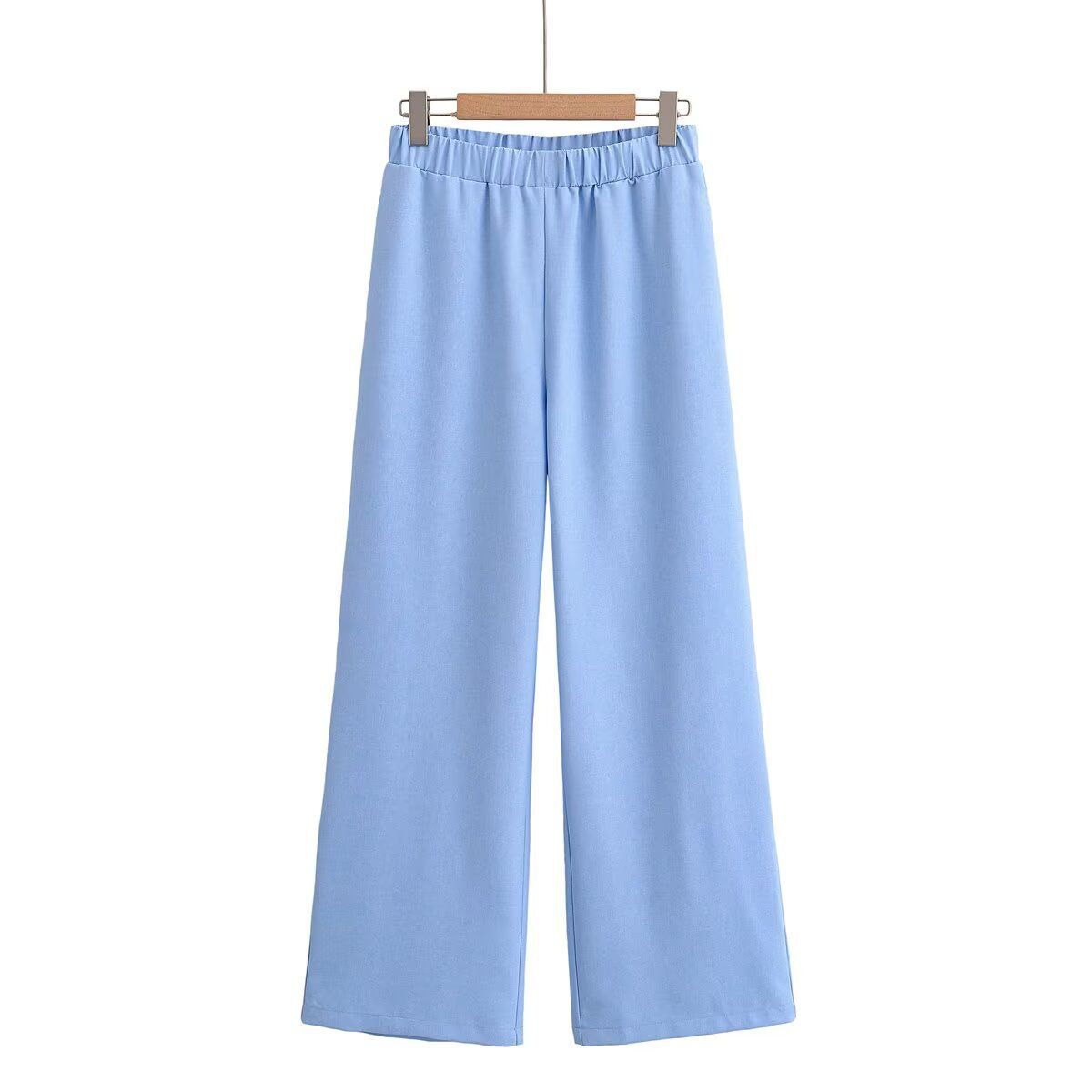 Women's Clothing V Neck Waist Short Sleeved Hunting Shirt Pleated High Waist Trousers_ecoleips.com