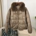 Women’s Cropped Puffer Jacket – Luxe Mink Fur Trim, Retro Button Design (Straight Cut, Thick Warmth, M/L/XL, 4 Classic Colors)_ecoleips.com