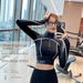 Women's Clothing New Elastic Tight Fitness Tops Women's Half Zip Stand Collar Sports T Shirt_ecoleips.com