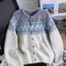 Fair Isle Knit Cardigan – Vintage Nordic Pattern Oversized Sweater Coat (Beige, Coffee, Navy, One Size)_ecoleips.com