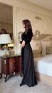 Winter Queen Velvet Dress – Long Sleeve High Waist Medieval-Inspired Maxi Dress With Puff Sleeves & Pleated Skirt_ecoleips.com