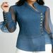 2027 Fashion European-USA Style Elegant Women Asymmetric Collar Cowboy Organza Splicing Side Buckle Long Sleeve Slim Shirts_ecoleips.com