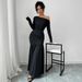 Women's Clothing One Shoulder Sexy Pleated Dress Autumn And Winter High Cooling A Skirt_ecoleips.com