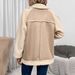 Women's Clothing Chic Oversized Faux Shearling Jacket – Distressed Suede & Fleece Biker Coat (Khaki, S-XL)_ecoleips.com