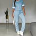 Trendy Contrast-Stripe Lounge Set – Women's Short-Sleeve T-Shirt & Elastic Waist Pants (S-XXL) | Breathable Cotton Blend Two-Piece Outfit_ecoleips.com