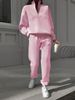K New Fashion Zipper Collar Solid Color Casual Two Piece Set_ecoleips.com
