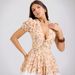 European And American Women's Fashion Export Clothing Sexy Hot Girl Deep V Print Waist-Cinching Fluffy Mini Dress Short_ecoleips.com
