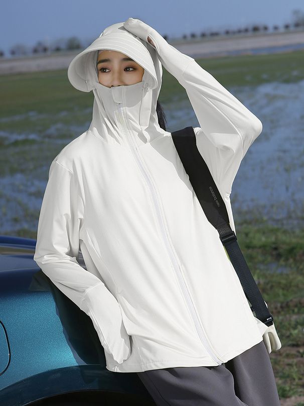 Women's Summer Wide Brim Sun Protection Clothing UV Protection Ice Silk Loose Fit Casual Breathable Outdoor Cycling Coat_ecoleips.com