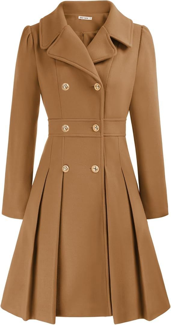 Double-Breasted Pea Coat With Notched Lapels – A-Line Wool-Blend Trench For Women (S-3XL)_ecoleips.com