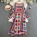 Ethnic Bohemian Crochet Lace-Up Longline Cardigan For Women - Vintage Colorblock Knit Coat With V-Neck & Button Detail_ecoleips.com