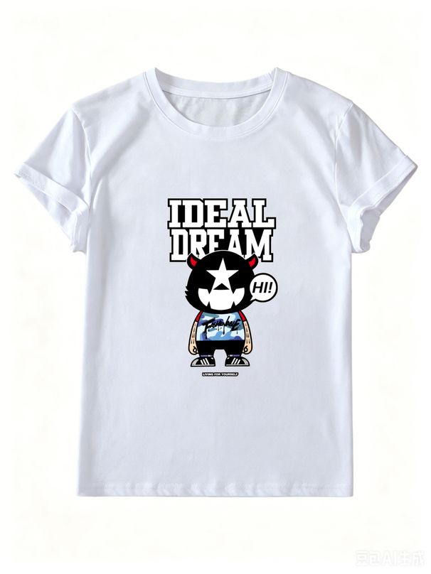 Women's Hip-hop Cartoon Bear T-shirt, A Versatile Casual Top For Everyday Wear._ecoleips.com