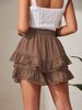 K Women's Lace Elastic Short Skirt Pants With Pleats And Layered Ruffles_ecoleips.com