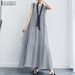 ZANZEA 2024 Stylish Women's Tiered Sundress Solid Summer Dress Casual Sleeveless Maxi Vestidos Female O Neck Robe Oversized_ecoleips.com