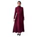 Verve Muslim Women's Abaya Stand Collar Waist-Cinching Dress With Shawl Two-Piece Set (Headscarf Not Included) MSL281_ecoleips.com