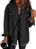Women's Clothing Stand New Style Raw Edge Denim Casual Loose Jacket Shirt_ecoleips.com
