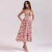 Women's Floral Sundress Slim Fit Summer Vacation Party Dress European American Style Cross Border Sweet Fresh Design_ecoleips.com