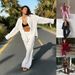 Women's Clothing Casual Two Piece Set Solid Color Trousers And Shirt Fashion Loose Fit_ecoleips.com