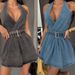 Women's Clothing Summer Women's Street Fashion Belt Halter Neck Backless Denim Dress 89138_ecoleips.com