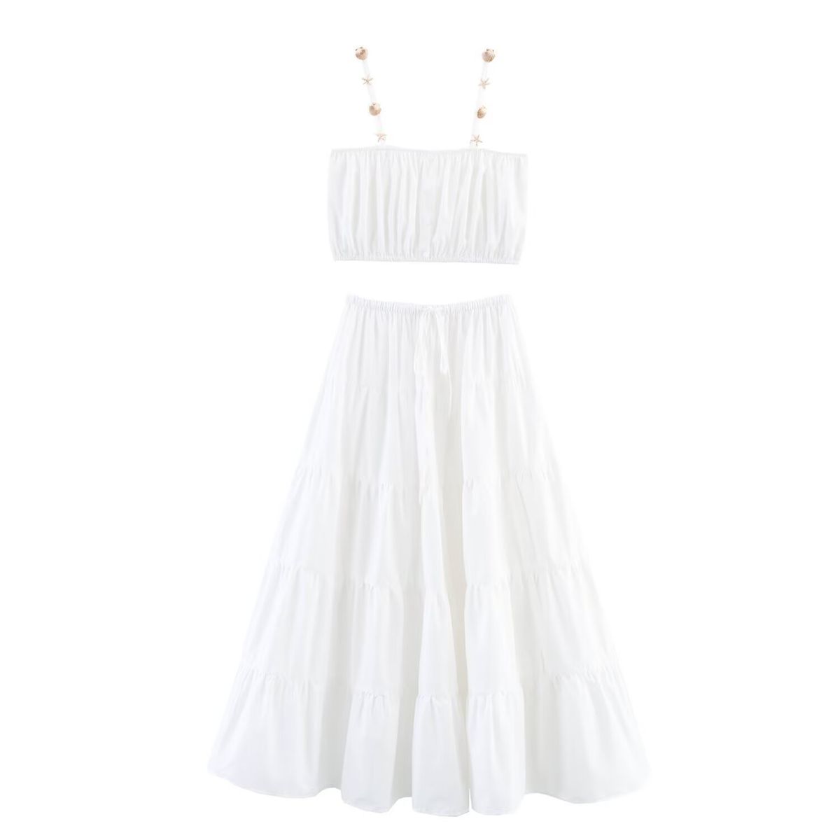 2025 New Fashion Simple Solid Color Metal Decor Vacation Style Women's Suit_ecoleips.com
